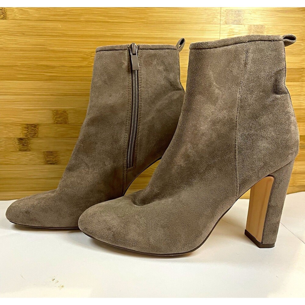 Forever 21 Brown Suede Ankle Bootie Side Zip Round Toe Women's 8M